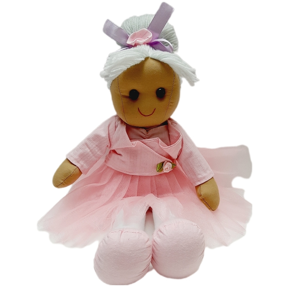 🍒 Powell Craft England Fabric Rag Doll Ballerina Tutu Pink Skirt Soft Kids Toy